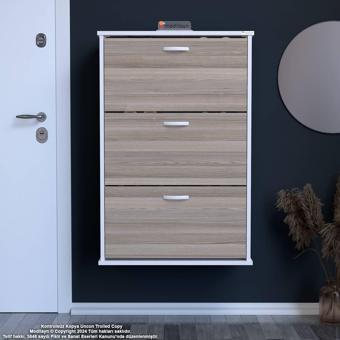  Modilayn VARBİ Asma Antre Hol 72 x 107 x 25, 5 cm’ lik 3 Düşer Kapak 6 Göz Raf Bölmeli Ayakkabılık
