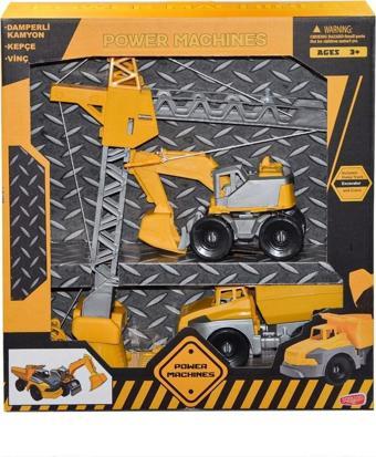 ML447 Power Machines Vinç, Damperli Kamyon ve Kepçe İnşaat Seti -Molmo