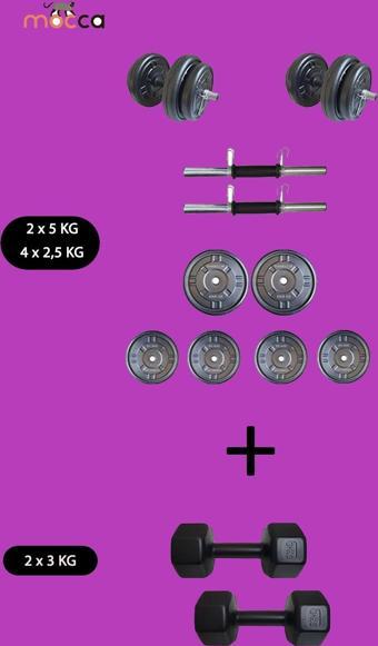 Moccastyle 20 Kg +2 X 3 Kg Dambıl Seti Ağırlık Ve Vücut Geliştirme Aleti 26 Kg