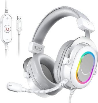Fifine Ampligame H6 Beyaz Rgb 7.1 Mikrofonlu Oyuncu Kulaklık - Yayıncı Kulaklık