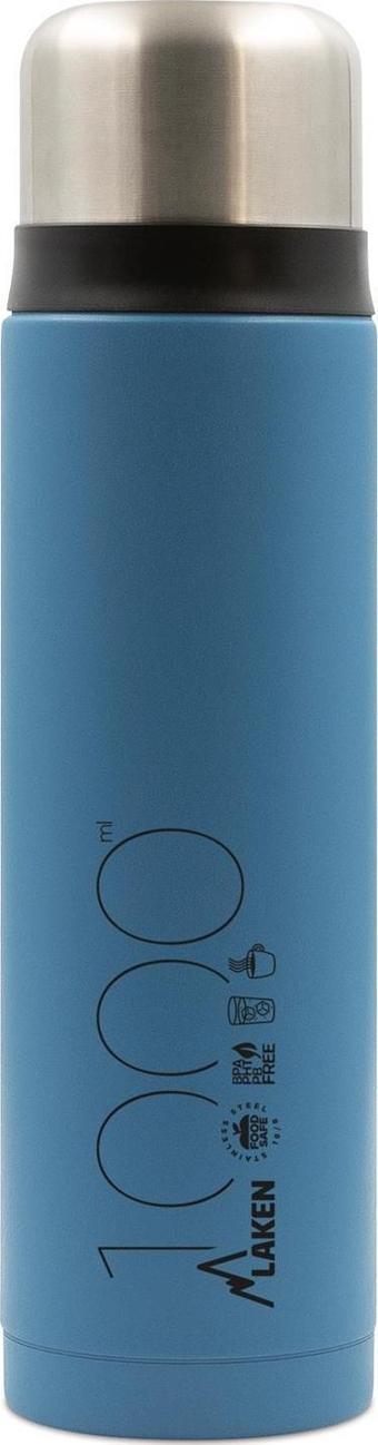 Laken Çelik 18/8 Bardak Kapaklı Termos Şişe 1L - Mavi LK18100A