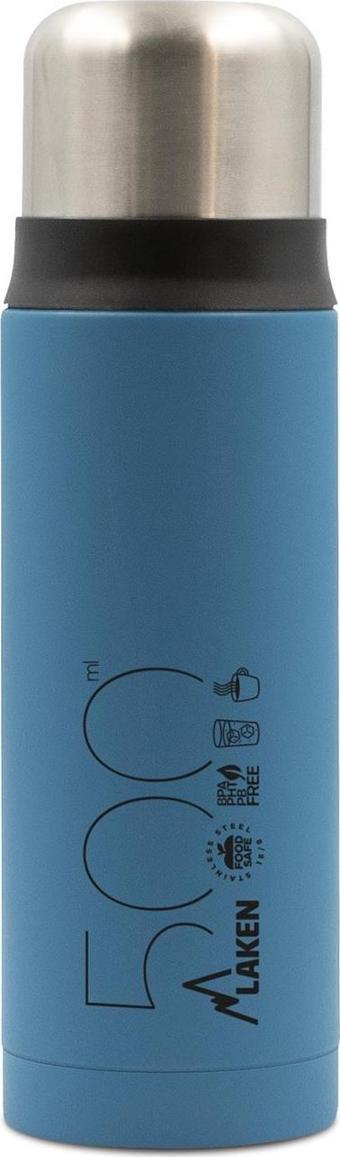 Laken Çelik 18/8 Bardak Kapaklı Termos Şişe 0,50L - Mavi LK1850A