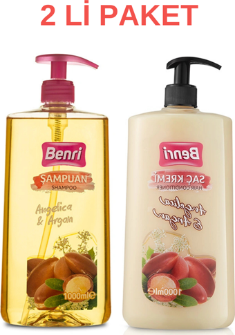 Benri Şampuan ve Saç Kremi Set Angelica & Argan 1000 ml