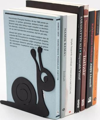 Salyangoz Figürlü Metal Kitap Desteği - Kitap Tutucu - Ev Ve Ofis Dekoratif Aksesuar(2 Li Set) Siyah