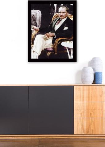 Tablo Center Siyah Çerçeveli Atatürk Tablosu 55 cm x 75 cm