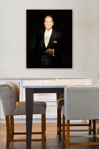 Tablo Center Siyah Çerçeveli Atatürk Tablosu 65 cm x 90 cm