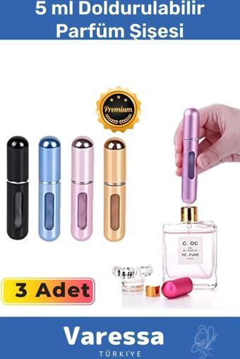 Deluxe Seri Doldurulabilir Parfüm Şişesi Cep Boy Kolay Taşınabilir Çanta İçi Mini 5 Ml 3 Adet