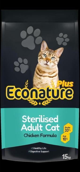 Econature Tavuklu Kısırlaştırılmış Yetişkin Kedi Maması 15 kg 