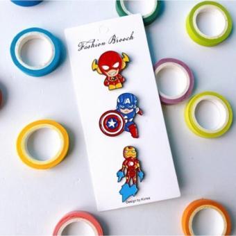 Avengers Iron Man Iğneli Renkli Metal 3 Adet Rozet Broş