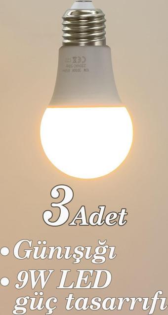 Vivido Home Gün Işığı 3 Adet Led Ampul 9W