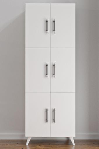 Aeka Ae-3010 Nehir Beyaz Çok Amaçlı Mutfak Dolabı & Banyo Dolabı, Kiler Dolabı, 6 Kapaklı,6 Raflı,Ayaklı