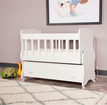 Aeka Ae-7001 Erbi Beşik, Tek Çekmeceli, Sallanır Beşik, Beyaz 50X100 (Yataksız)