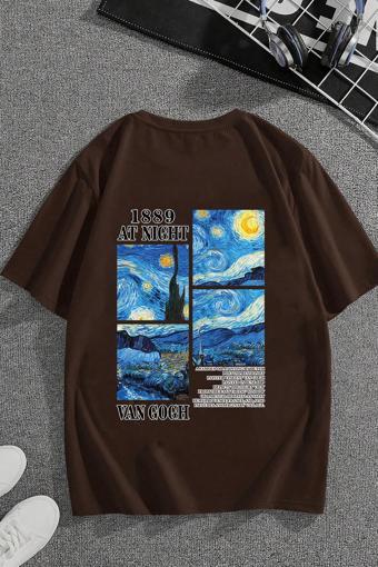 Unisex Van Gogh Baskılı Oversize Tshirt