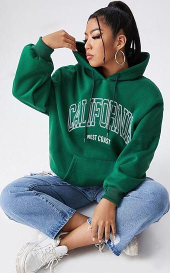 California Baskılı Oversize Sweatshirt