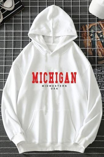 Unisex Michigan Baskılı Sweatshirt