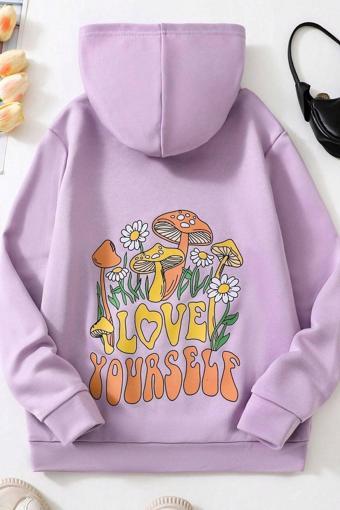 Unisex Oversize Love Yourself Baskılı Sweatshirt