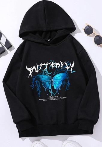 Çocuk Blue Butterfly Baskılı Sweatshirt