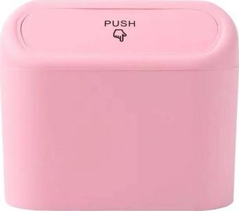 Oto Araba Çöp Kutusu Kapaklı Organizer Çöp Kovası Pembe