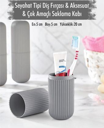 Gri Seyahat Tipi Diş Fırçası & Aksesuar Kutusu & Çok Amaçlı Saklama Kabı