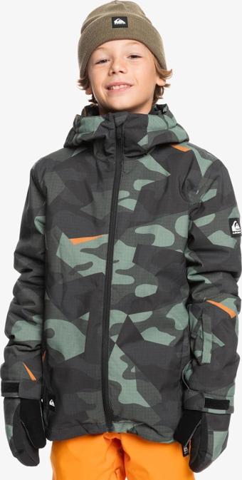 Quiksilver Mission Printed Youth JK Çocuk Snowboard Ceketi EQBTJ03199-GLW8 Puzzle Camo Sea Spray