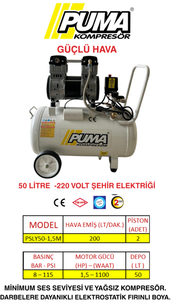 Puma 50 LT KOMPRESÖR YAĞSIZ