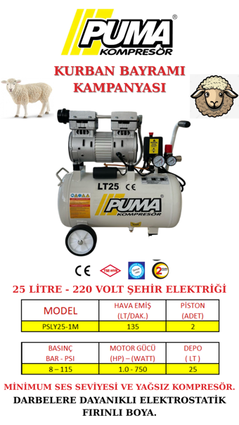 Puma 25 Lt Kompresör (YAĞSIZ)