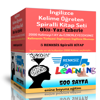 İngilizce Kelime Öğreten Spiralli Kitap Seti (5 Süper Renksiz Kitap) - Enine Boyuna Eğitim - Enine Boyuna Eğitim