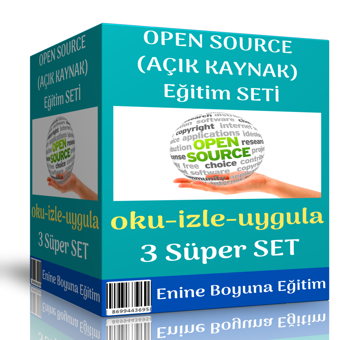 Open Source (Açık Kaynak) Eğitim Seti (3 Süper Kitap) - Enine Boyuna Eğitim - Enine Boyuna Eğitim