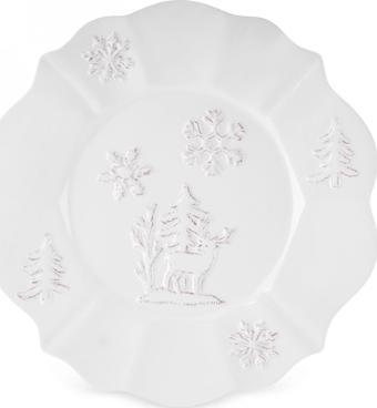 Karaca New Year Yılbaşı Pasta Tabağı 24 Cm Beyaz