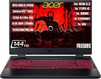 Acer Nitro 5 AN515-58 I5-12450H 16 GB 512 GB SSD RTX3050-4 GB 15.6" IPS Fhd 144 Hz Freedos NH.QFJEY.007+165