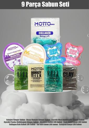 Motto Plus Professional 9 Parça Muhteşem Doğal Sabun Seti (Süngerli - Kabak Lifli - Banyo Lifli)