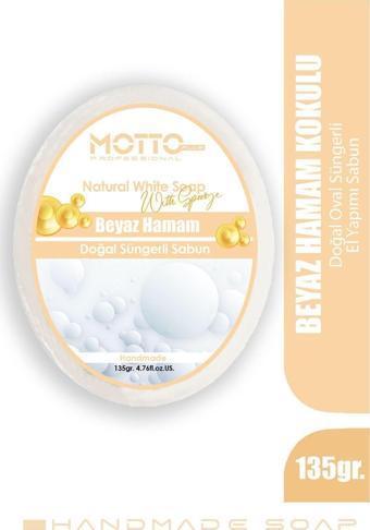 Motto Plus Professional Beyaz Sabun Kokulu Doğal Oval Süngerli Hamam Sabunu 135 Gr.