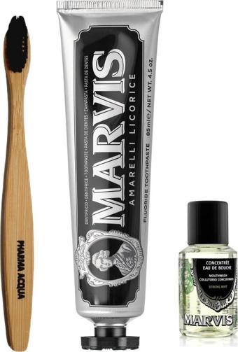 Pharma Acqua Bambu Diş Fırçası + Marvis Meyankökü Özlü Diş Macunu 85 Ml + Konsantre Ağız Gargarası 30 Ml