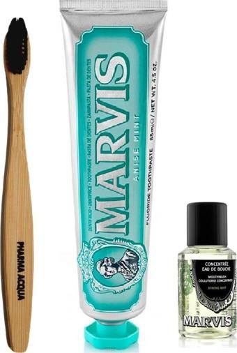 Pharma Acqua Bambu Diş Fırçası Marvis Anise Mint Diş Macunu 85 Ml Konsantre Ağız Gargarası 30 Ml