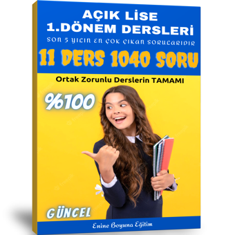 Açık Lise 1. Dönem Tüm Dersler Çıkmış Sorular (1040 Soru) - Enine Boyuna Eğitim - Enine Boyuna Eğitim