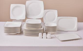 Karaca Square Bone Jamie 53 Parça 12 Kişilik Yemek Takımı Platin