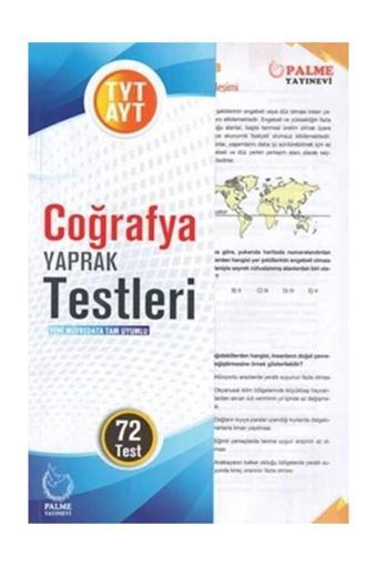 Yayınları Tyt-Ayt Coğrafya Yaprak Test - Palme Yayınları - Palme Eğitim