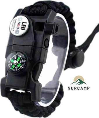 Nurcamp Out-4300 Paracord Hayatta Kalma Bilekliği Siyah