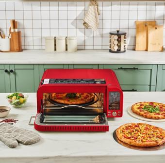 Karaca Multicrust Artisan Retro Pizza Makinesi Ve Airfryer Metallic Red