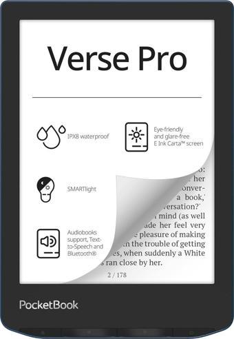 PocketBook Verse Pro E-Okuyucu | Su Geçirmez | 6'' E-Ink Carta™ HD | Sesli Kitap | Metinden Sese Fonksiyonu | Ayarlanabi