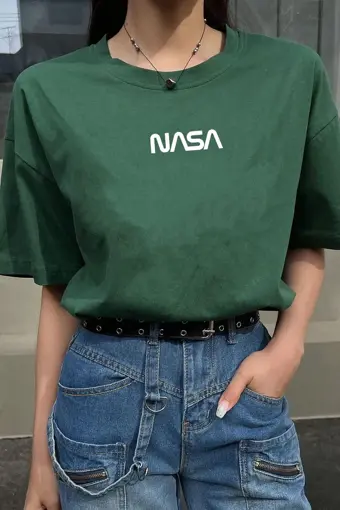 Unisex Nasa Baskılı T-shirt