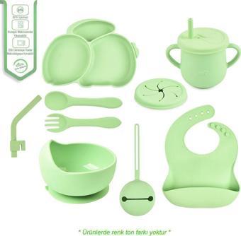 Jojobebek Silikon Beslenme Seti Vakumlu Silikon Mama Tabağı - Mama Kasesi - Önlük - Kaşık - Pipetli Bardak