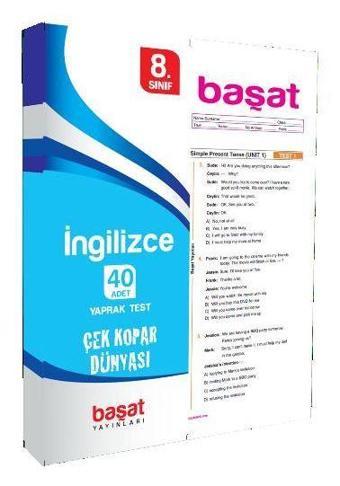 8. Sınıf İngilizce 40 Yaprak Test - Başat Yayınları