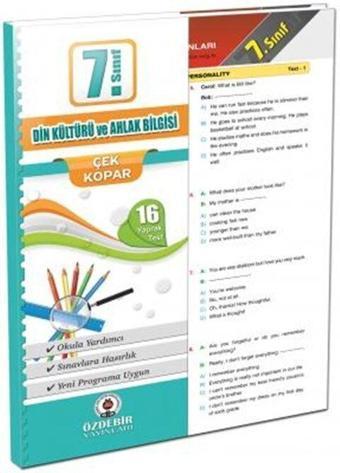 7. Sınıf Din Kültürü ve Ahlak Bilgisi Yaprak Test - Özdebir Yayınları