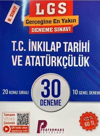 8. Sınıf LGS T.C. İnkılap Tarihi ve Atatürkçülük 30 Deneme - Performans Yayınları