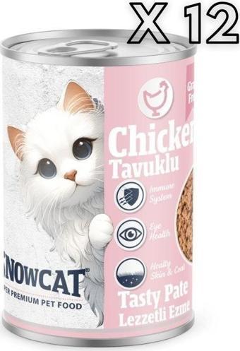 Snow Cat Premium Tahılsız Kıyılmış Tavuk Etli Yavru Kedi Konservesi 12 Adet*400 G