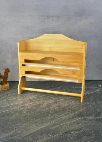 Duvara Asılabilir Folyoluk - Streçlik - Kağıt Havluluk Seti - 4in1 - Bambu - 31 CM