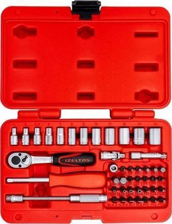 İzeltaş 14000005133 1/4'' Altı Köşe Mini Lokma Anahtar ve Bits Set 45 Parça