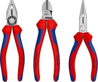 Knipex 3'lü Set Kombine Pense 180 mm Yan Keski 160 mm Karagaburun 160 mm Set