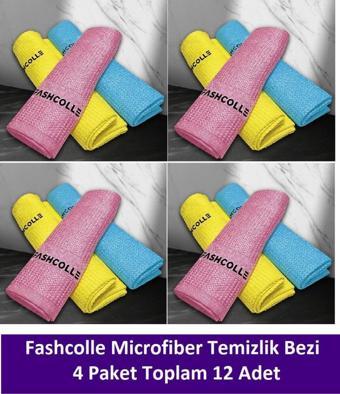 Fashcolle Mikrofiber Temizlik Bezi 3'lü x 4 Paket Toplam 12 Adet